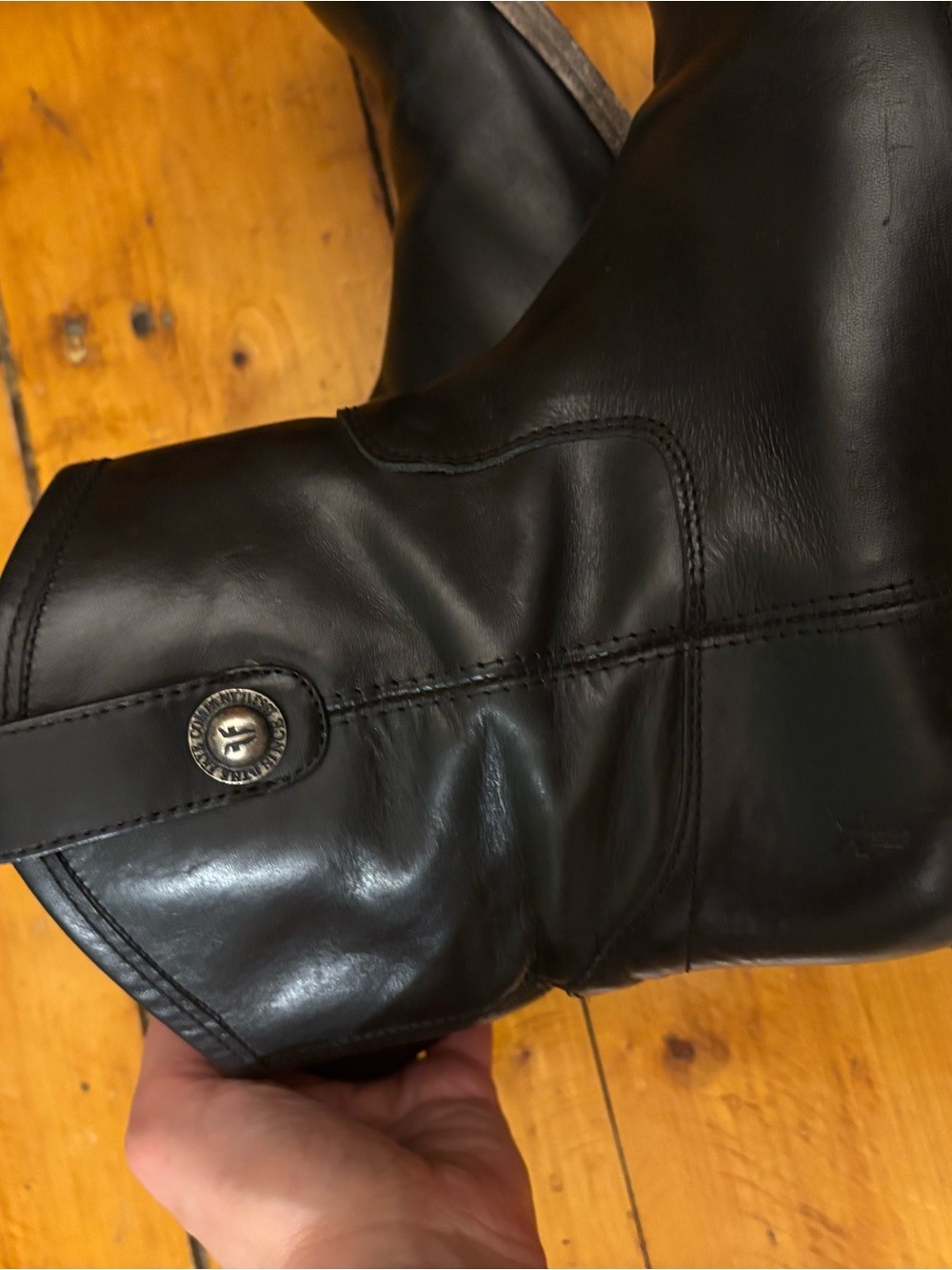 Frye Black Leather Boots with Tan Interior